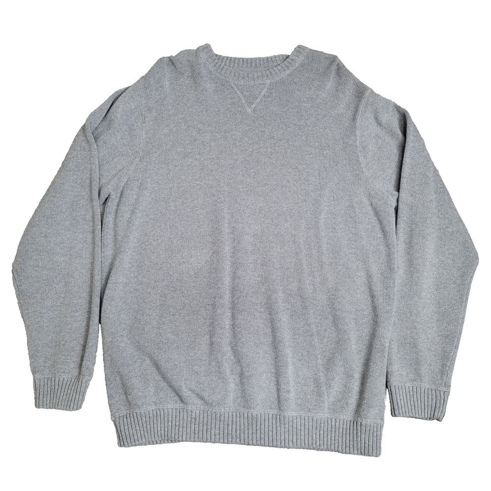 Eddie Bauer 100% Cotton Crewneck Sweater Men's XL Tall Gray Textured Knit - Picture 2 of 14